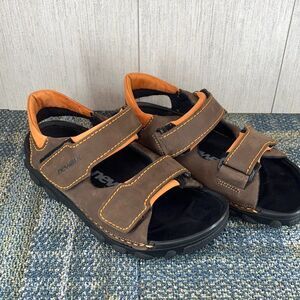 Newalk Womens Brown Leather Adjustable Strap Comfort Sports Sandal Size 5.5